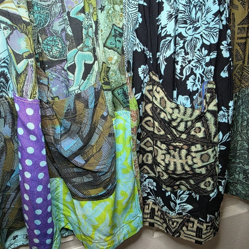 We Be Bop Vintage Patchwork Button Up Blouse Size… - image 3